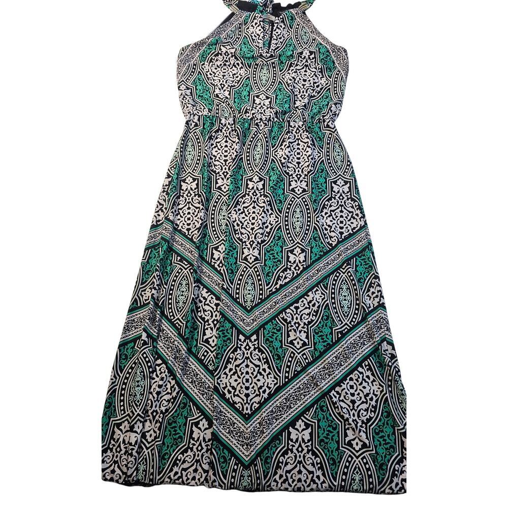 Whbml Maxi Dress geometric Keyhole Sleeveless Green Long jewel embellished Small - Picture 5 of 10